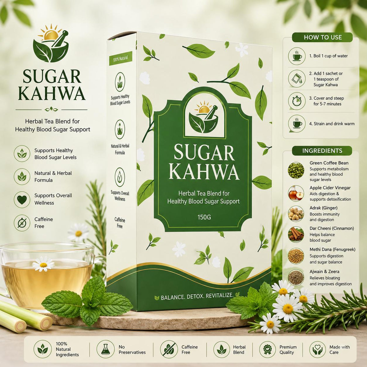 Natural Sugar Control Kahwa-Herbal Tea