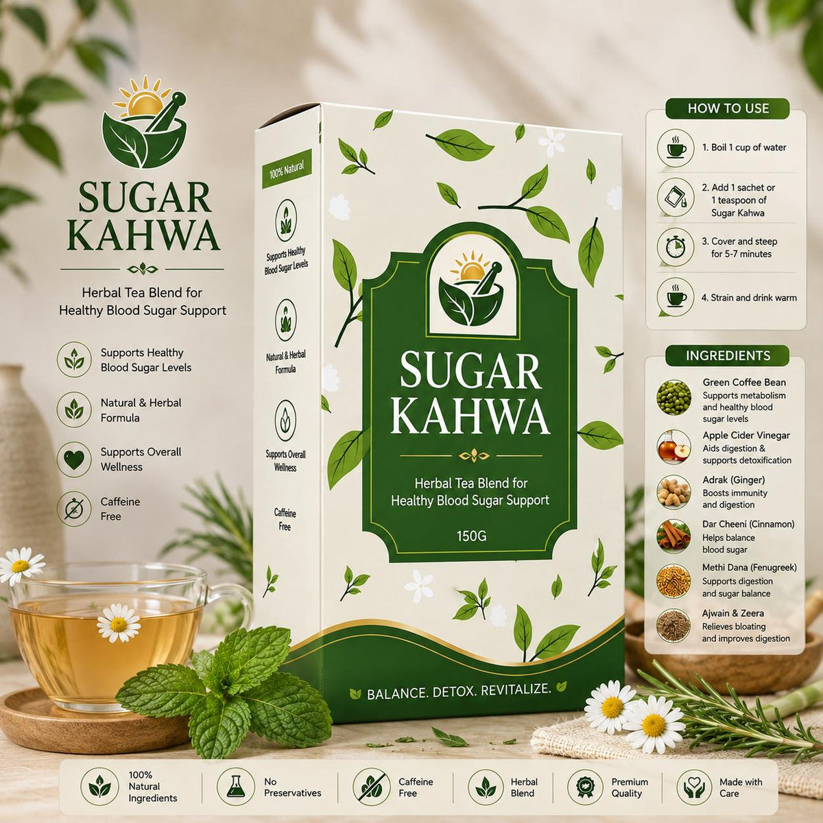 Natural Sugar Control Kahwa-Herbal Tea